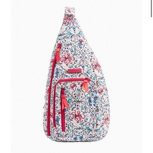 Vera Bradley Floral Sling Backpack - Red and Blue